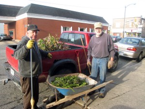 John and Doug loaded clippings on the south side of the building.