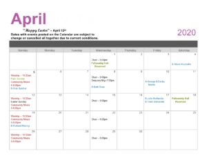 Calendar of birthdays and events in April 2020