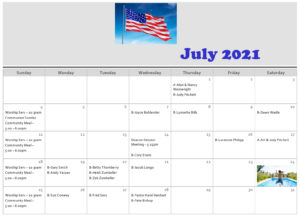 July 2021 Calendar