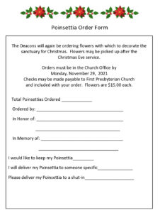 Order form for Christmas poinsettias